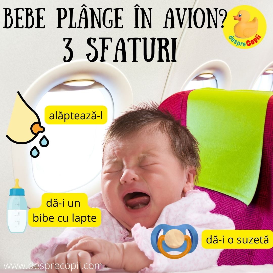 bebe plange in avion